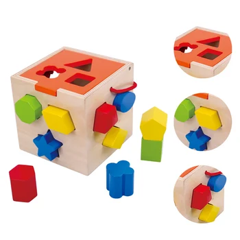 2021 Kids Pull Along Wooden Educational Toy Shape Sorter Cube Game for Toddler other toys & hobbies