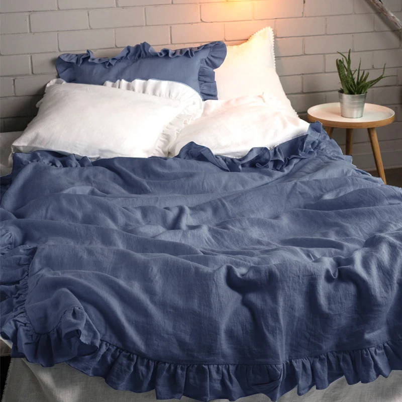 French Linen Bedding Sets Solid Colors Bed Sheet Set