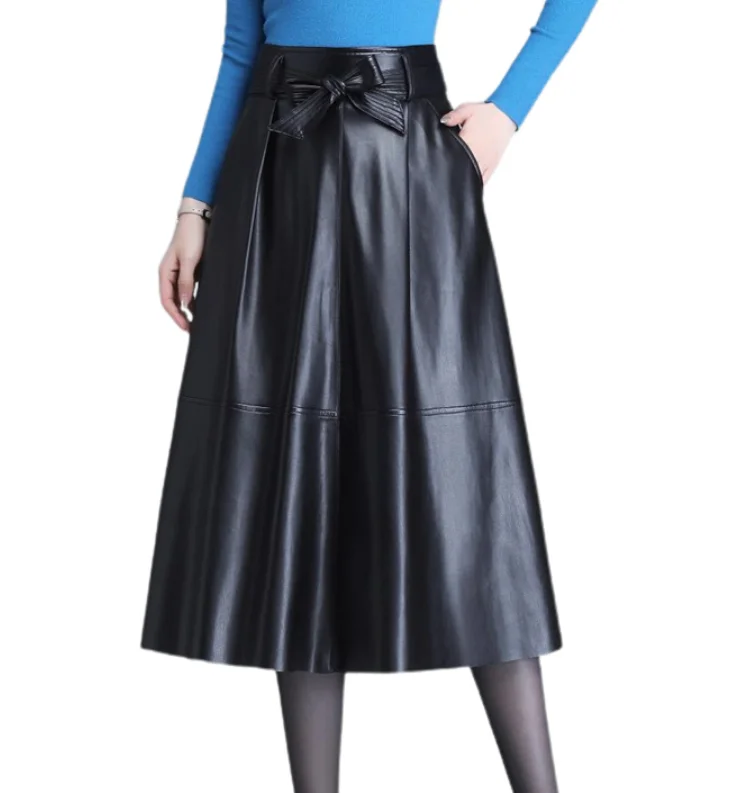 Long Leather Skirts Women, Leather Midi Skirt Women