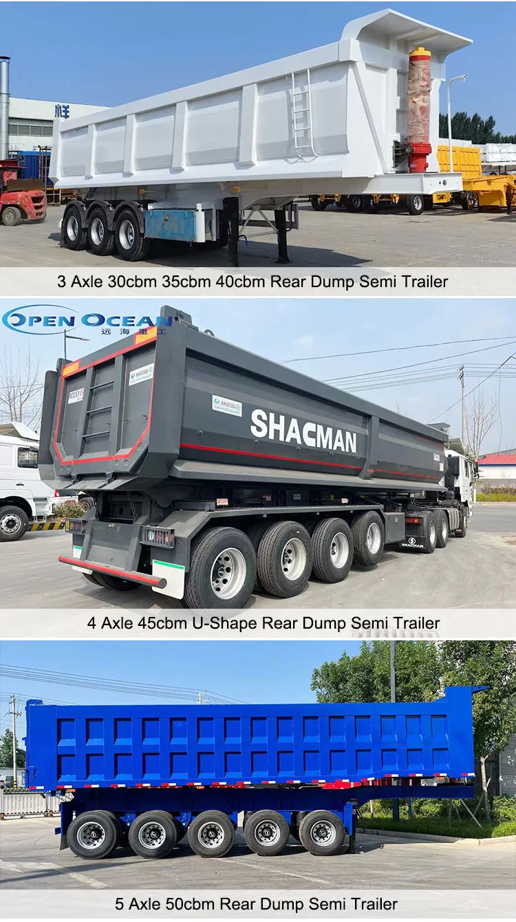 3 4 Axles Tipper Trailers Heavy Duty 35 40 45 Cubic Meter U-shaped Sand ...