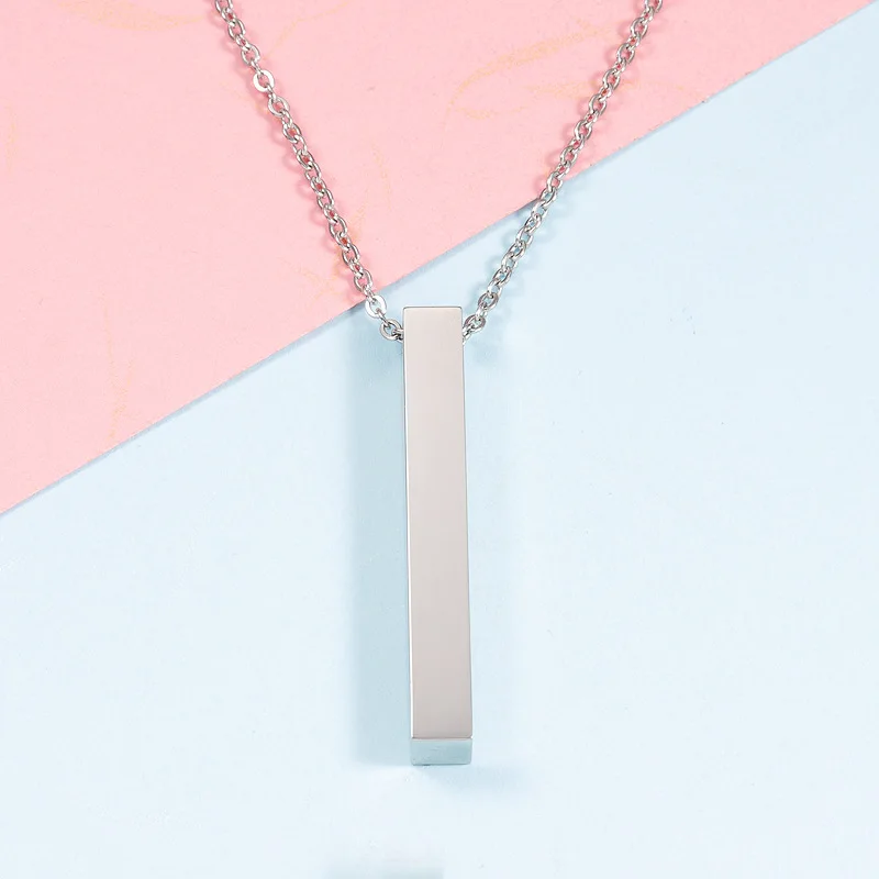 Customized Engraved Logo Personalized Rectangle Necklace Stainless