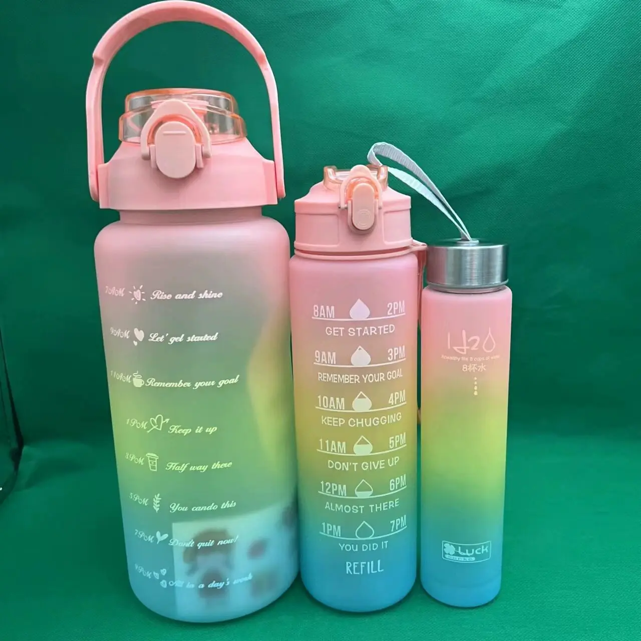 2000/900/300 Ml Botellas De Agua 2 Litros 3 Piece Set Water Bottles Sport  Plastic Strap Gym Motivational Water Bottle Sets - China Water Bottle and  Motivational Water Bottle price