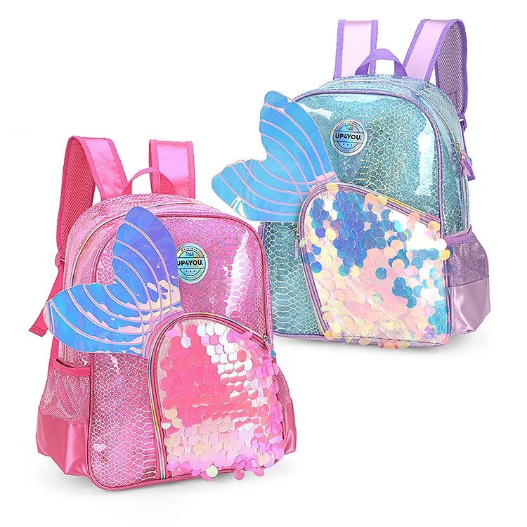Китайский поставщик, оптовая продажа, Модный высококачественный Детский рюкзак для девочек с 3d-изображением красивых крыльев и блестками, школьные сумки
