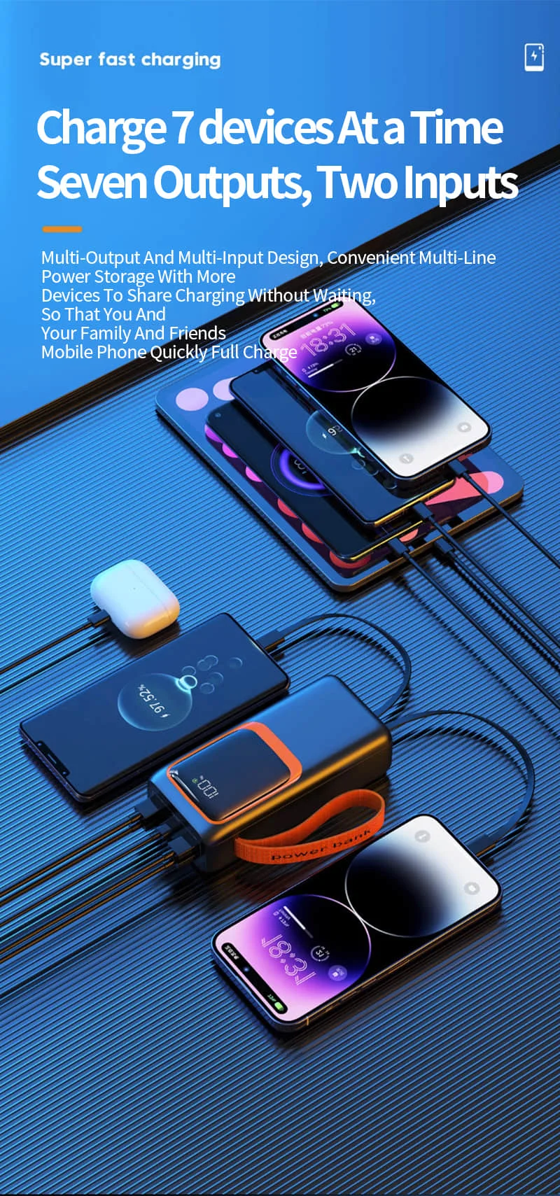 22.5w Fast Charging Power Bank 50000 Mah With Led Light 50000mah Power