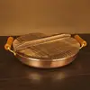 Sartén de cobre para barbacoa con tapa de madera - Para cocina de inducción