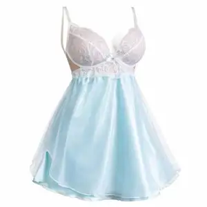 Custom Women's Luxury Elegant Nylon Lace Floral Print V-Neck  Nightgown OEM/ODM Sleepwear with Front Logo