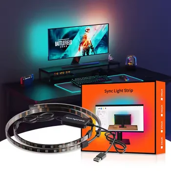 5050Rgb Gaming Backlight Smart Control Light Strip Music Color Sync Tv/Pc  Background Ambient Light For Pc 24 - 34 Inch Monitor