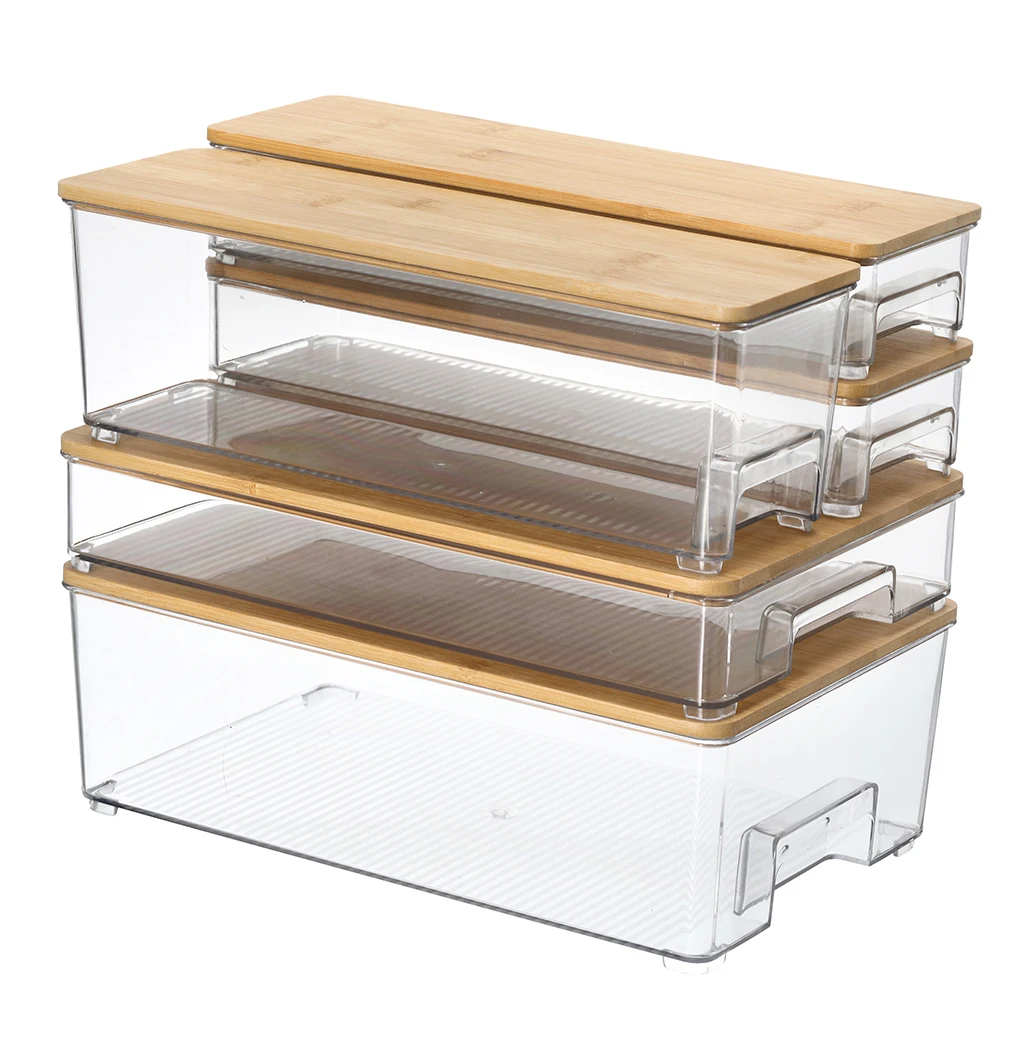 Bamboo Stackable Storage Drawers, Bathroom Organizer,Plastic Storage ...