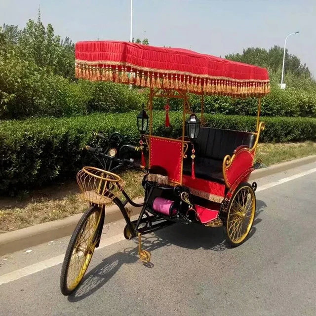 緑色の三輪車人力車 緑色の三輪車人力車 観光用デラックスヒューマンパワー人力車