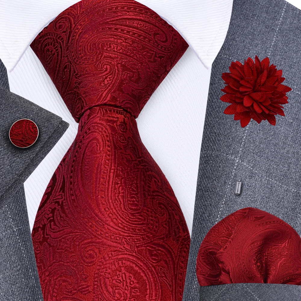 Gold Blue Striped Silk Ties For Men 8cm Mens Neck Tie Set With Brooch Pin Wedding Accessories