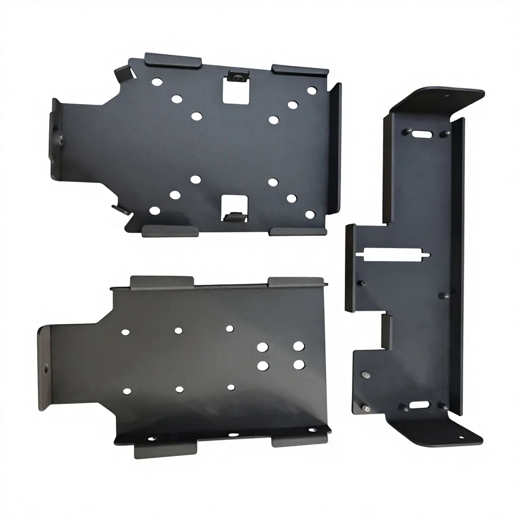 Componenti metallici personalizzati ad alta precisione per stampaggio e piegatura, supporto in acciaio verniciato a polvere, produttore OEM di lamiere Runpeng