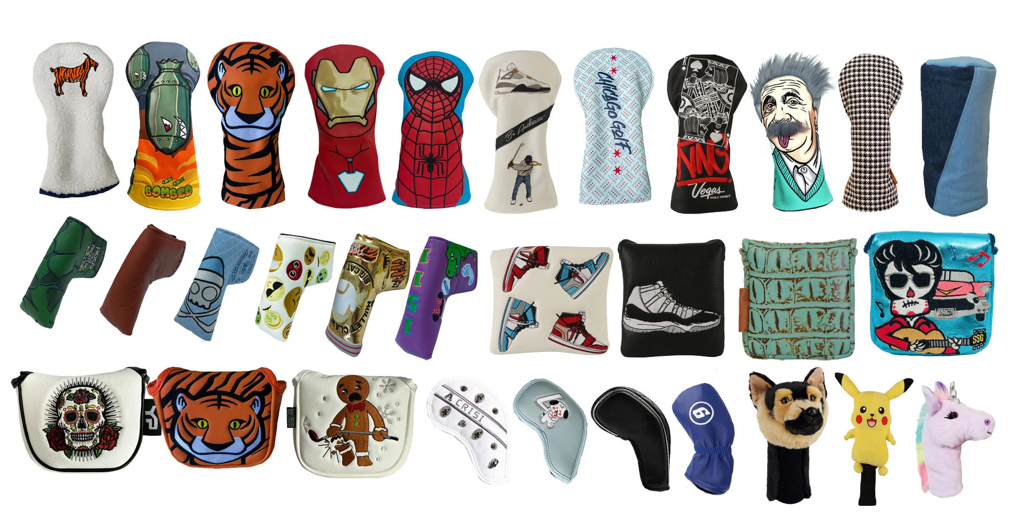 Yopral Golf Head Covers Elephant Texture Embroidery Synthetic Pu