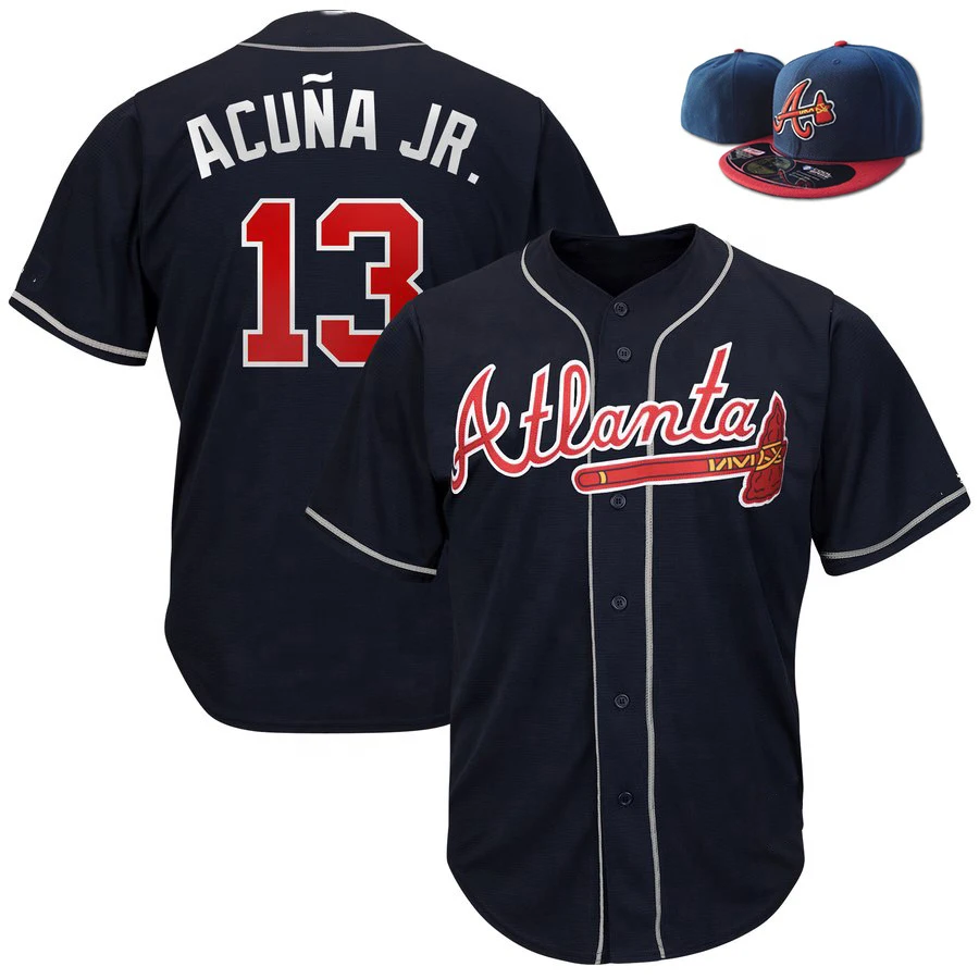 Custom Baseball Jersey And Custom Fitted Hats Set 13 Ronald Acuna Jr