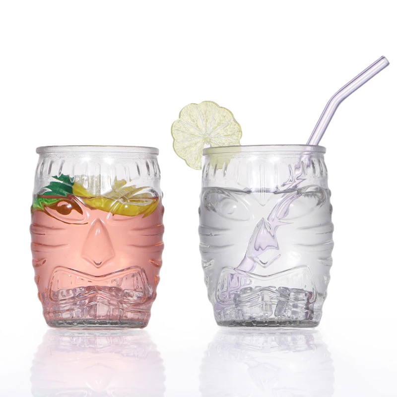 Unique Design Sense 480ml High Quality Ghost Face clear Empty Drink Glass Bottle