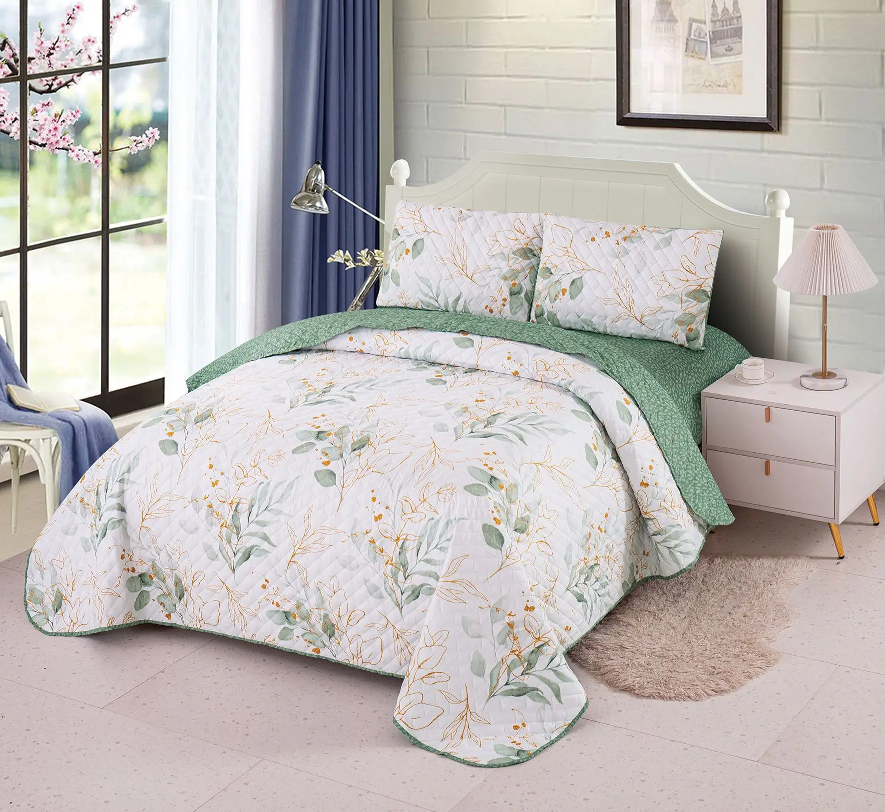 100% polyester   printed classic microfiber  bedding comforter set factory