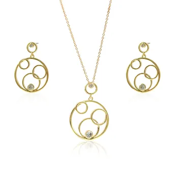Custom Jewelry Plated Fashion Jewelry Sets Wholesale High Quality Women Gift 18k Gold Brass Trendy Elite Round ERBR0007 CN;GUA