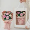 Pink rose green hydrangea window gift box