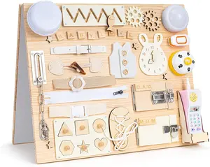 Unisex Montessori Busy Board Wooden Toys for Preschoolers Sensory Toddler Activities for Kids 2 to 4 Years