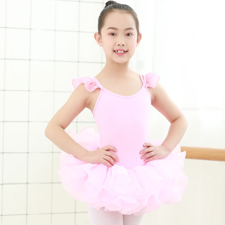 Personalised girls Pink Ballet Leotard with Skirt Dance Costumes dancer dress 