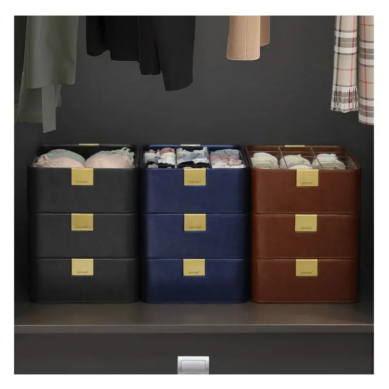 Luxury Leather Desktop Storage Style Microfiber Leather Underwear