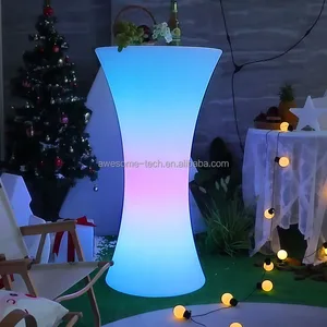 16 Colors Changing LED Bar Table Indoor/Outdoor Plastic Lounge Furniture for Night Club & Party Restaurant Illuminated