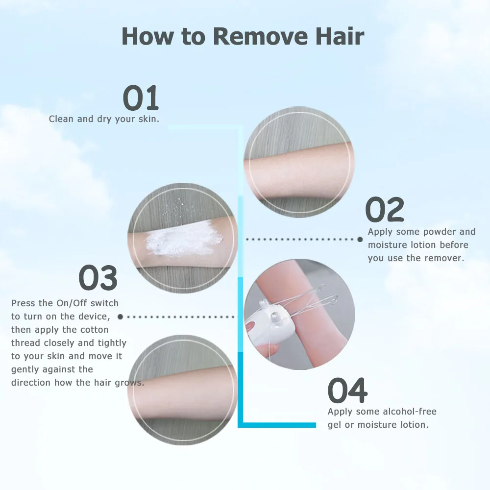 Portable Electric Threading Epilator Hand Leg Facial Hair Remover Women Hair Removal with Cotton Thread