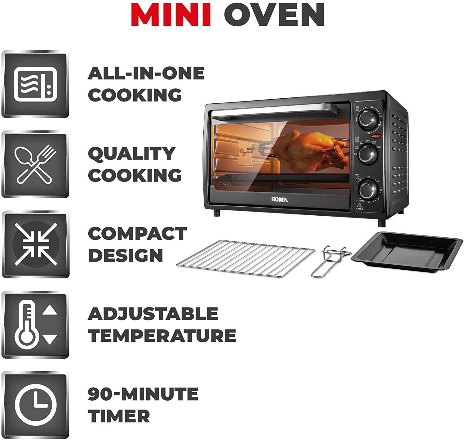 Buy Wholesale China Kitchen Appliances 2000w Household Electric Convection  45l Baking Grilling Timer Electric Ovens With Heat-resistant Glass Window &  Electric Oven at USD 56.7