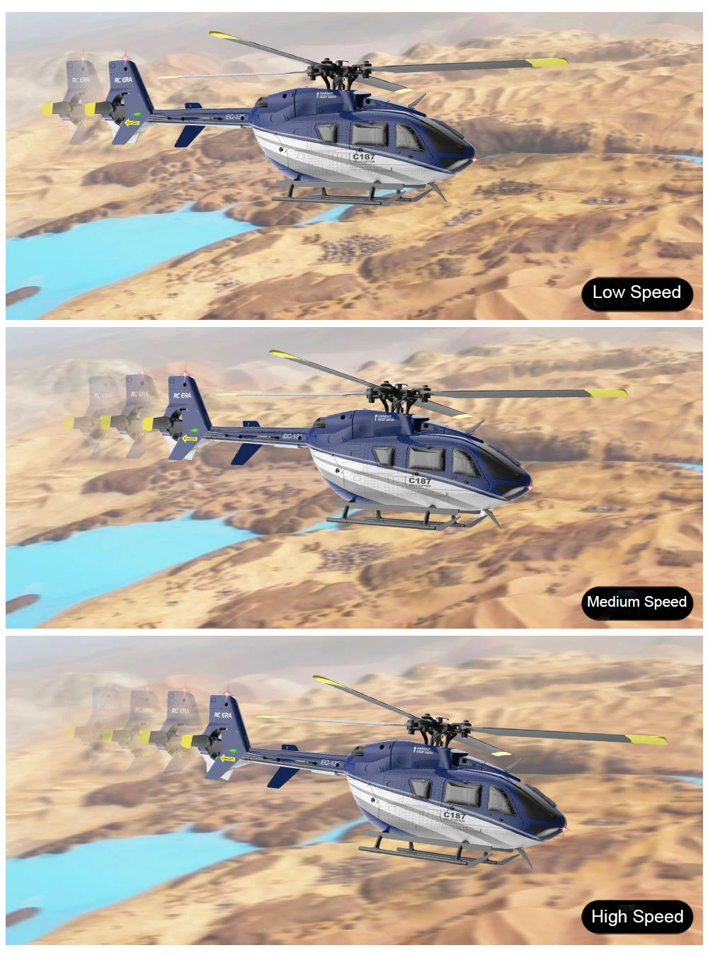 Hoshi RC ERA C187 Helicopter 2.4G 4CH Single Blade EC-135 Scale 6-Axis Gyro Electric Flybarless RC Remote Control Helicopter RTF