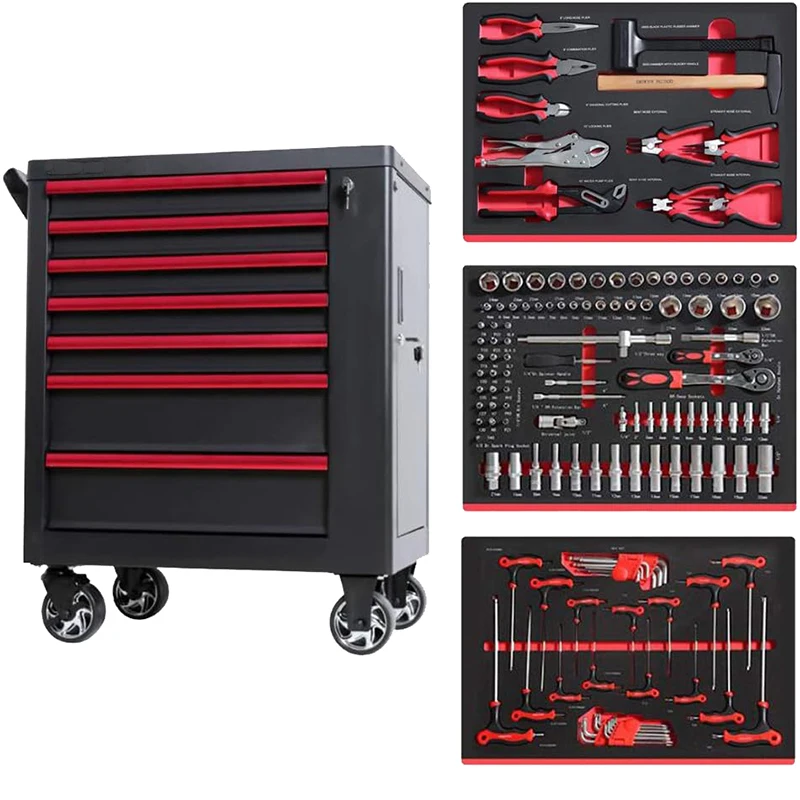 Mobile Workshop Mate 7 Drawer Rolling Tool Trolley Cart for Auto Repair Workshops