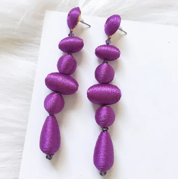 Multi-colored handmade European style earrings fashion wholesale latest thread rolling beads earrings drop women earrings