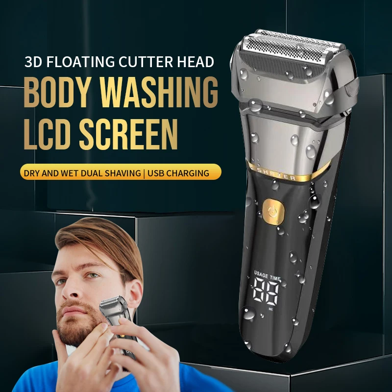 Electric Shaver for Men Waterproof LED Cordless Rechargeable USB Hair Trimmer