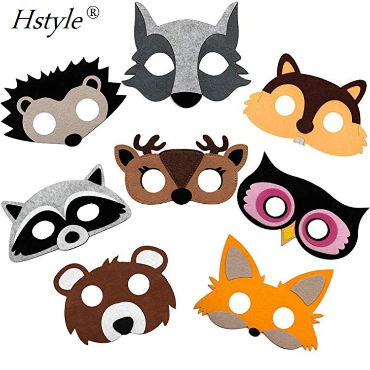  Máscaras de animales para niños, máscaras de fieltro, máscara  de fiesta, máscara de animales del bosque, kit de manualidades con 8 piezas  3D diferentes caras de animales para Navidad, cumpleaños, fiesta
