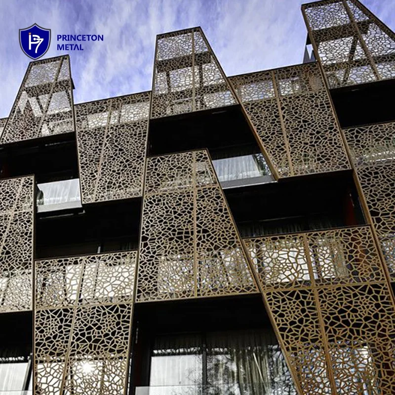 Custom Decorative Perforated Art Facade Rust Free Supply Glass Aluminum ...