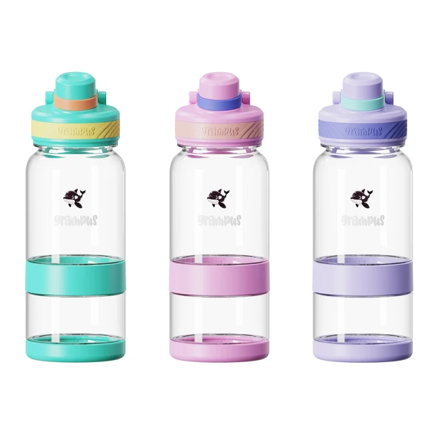 Custom Logo School Tritan Material Stainless Water Bottle Clear Plastic Straw Cute Snack Box Kids Commercial Food Use Tours