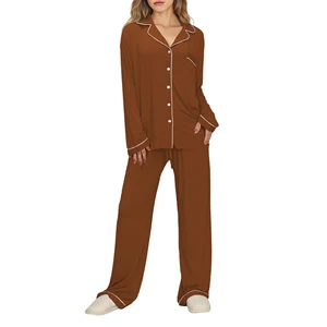 Skin Friendly Ladies Loungewear Sleepwear Bamboo Viscose Lounge Wear Sets Women's Pajamas Custom Pjs