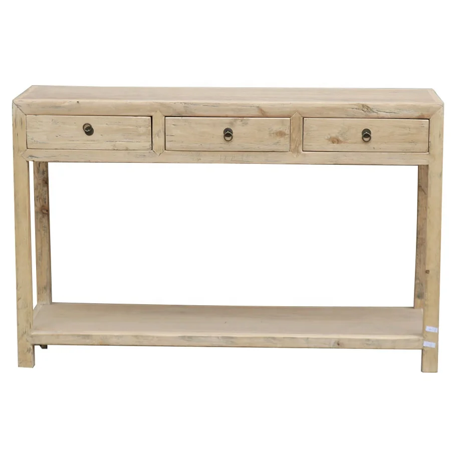 Chinese Reproduction Recycled Solid Wood Furniture Living Room Distressed Natural Color Sideboard