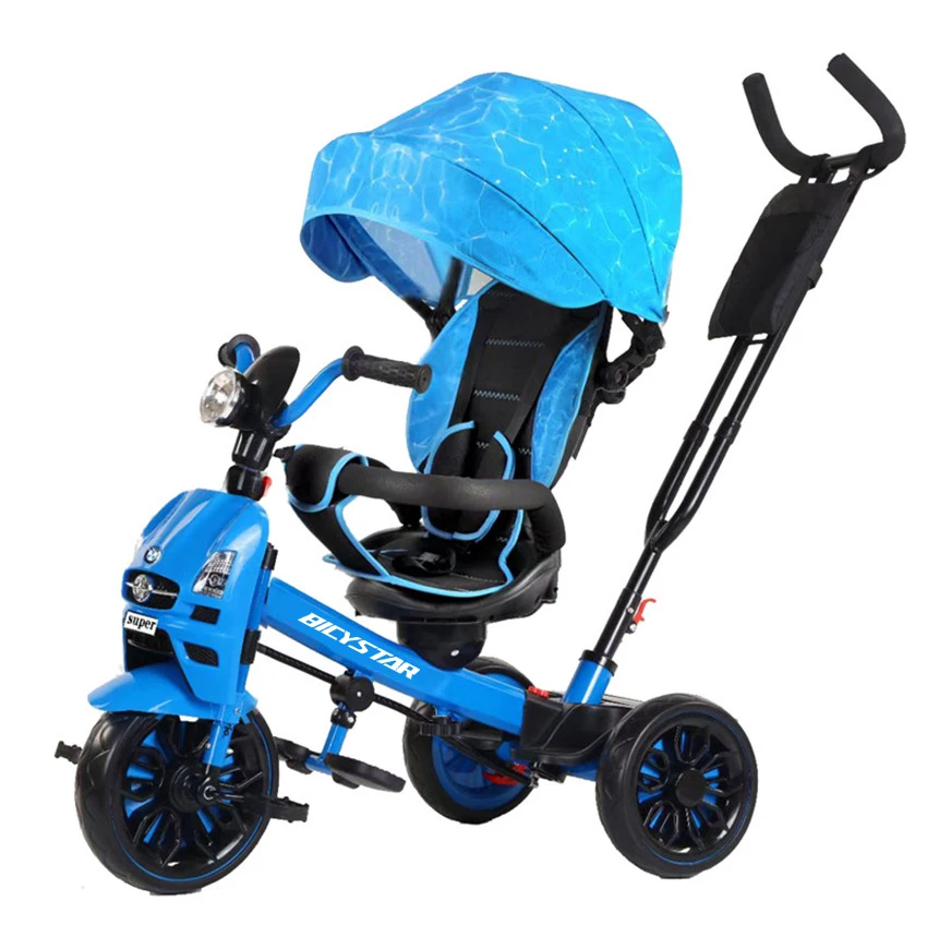 2021 Yimei New Girl 4in 1 with Musical Wholesale Price Foldable Baby Tricycle Trike Stroller Bike with Canopy for One Year Baby