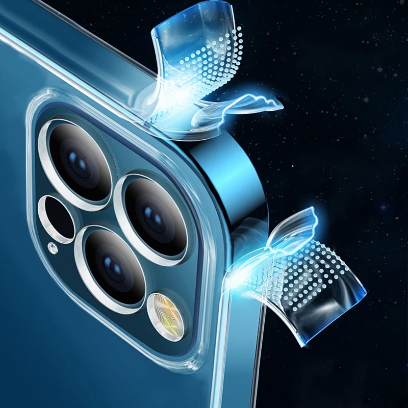 Противоударный чехол с углами для iPhone 13 Pro Max прозрачный защитный из ТПУ камеры телефона 12 11 XS 7 8