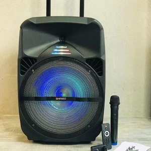 QS-1501 Factory wholesale 15Inch trolley speaker surround sound party speaker with wireless microphone