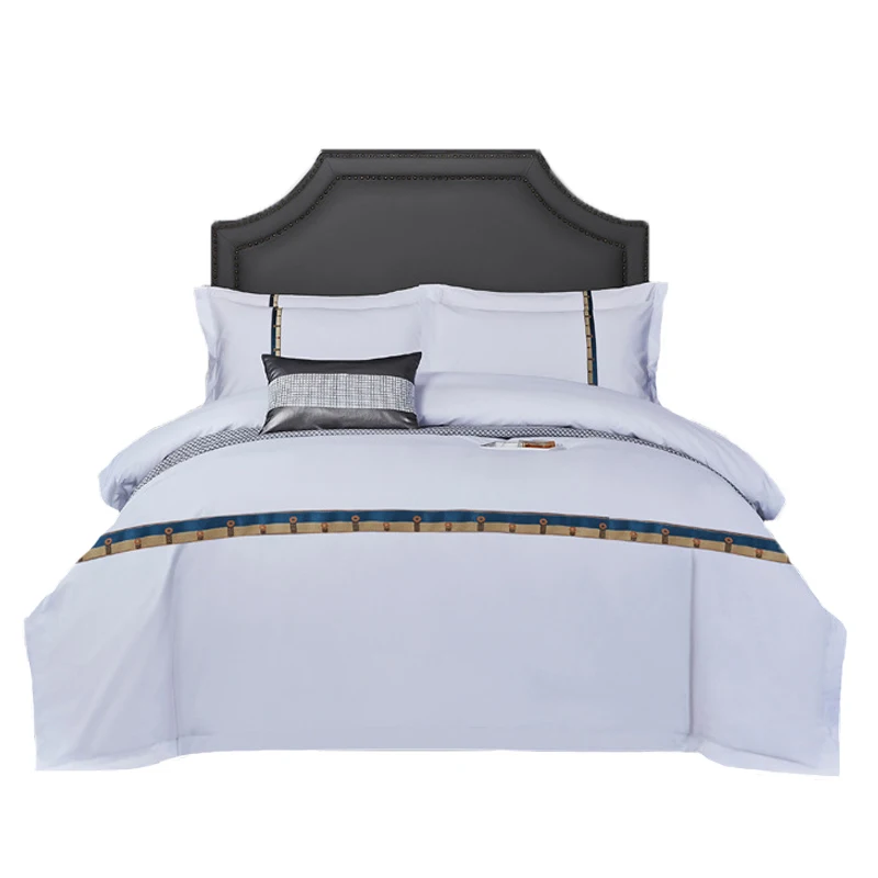 Hotel four-piece hotel bed set White sateen Hotel cover linen bed sheet set bedding sets