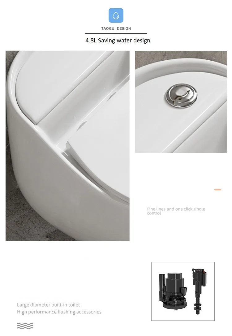 Modern design hotel bathroom round water closet siphon flushing one piece ceramic egg shaped wc toilet factory