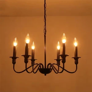 Farmhouse Industrial Hanging Lamp Kitchen Island Iron Black American Retro Pendant Lights Fixture for Living Room