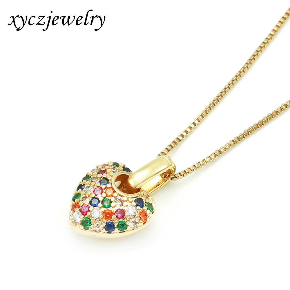 XingYu New Heart  Necklaces  18k Gold Plated Mix Color CZ Heart Jewelry Pendant Necklaces