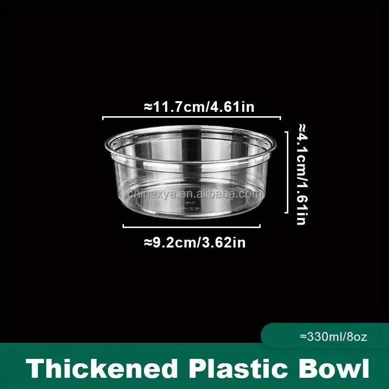 8/12/16/24/32oz BPA Free PET Plastic Bowl and Lid Freezer Safe for Serving Food and Drinks for Catering Weddings Parties details