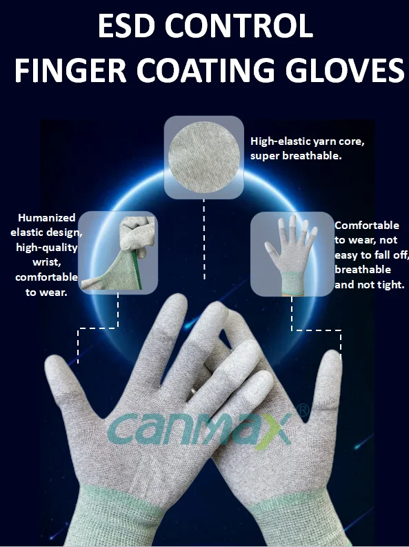 Knit Anti Static Pu Fingertip Coated Insulated Cut Resistant Gloves