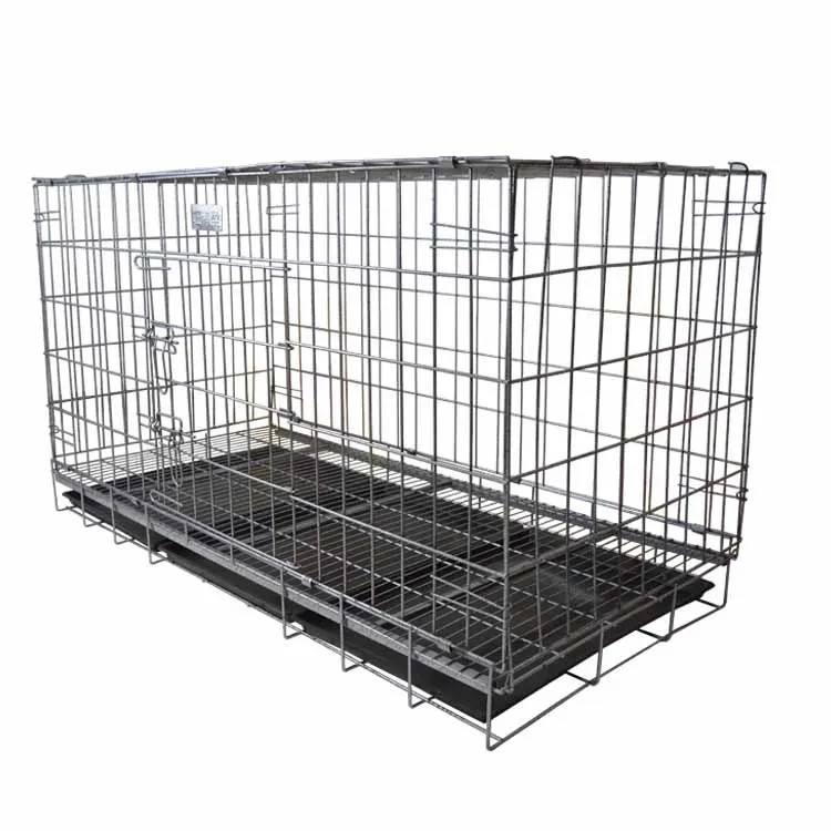 Large Size Folding Dog Cage with Encrypted Iron Wire Bold Angle Design Solid Pattern Breathable Feature