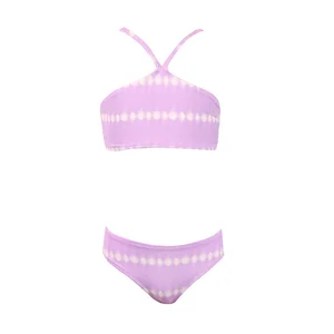 Baby Beachwear Triangle Thong Sexy Bikini Leopard Print Ruffle Triangle Halter Kids Micro Swimwear Models Girls in Bikini