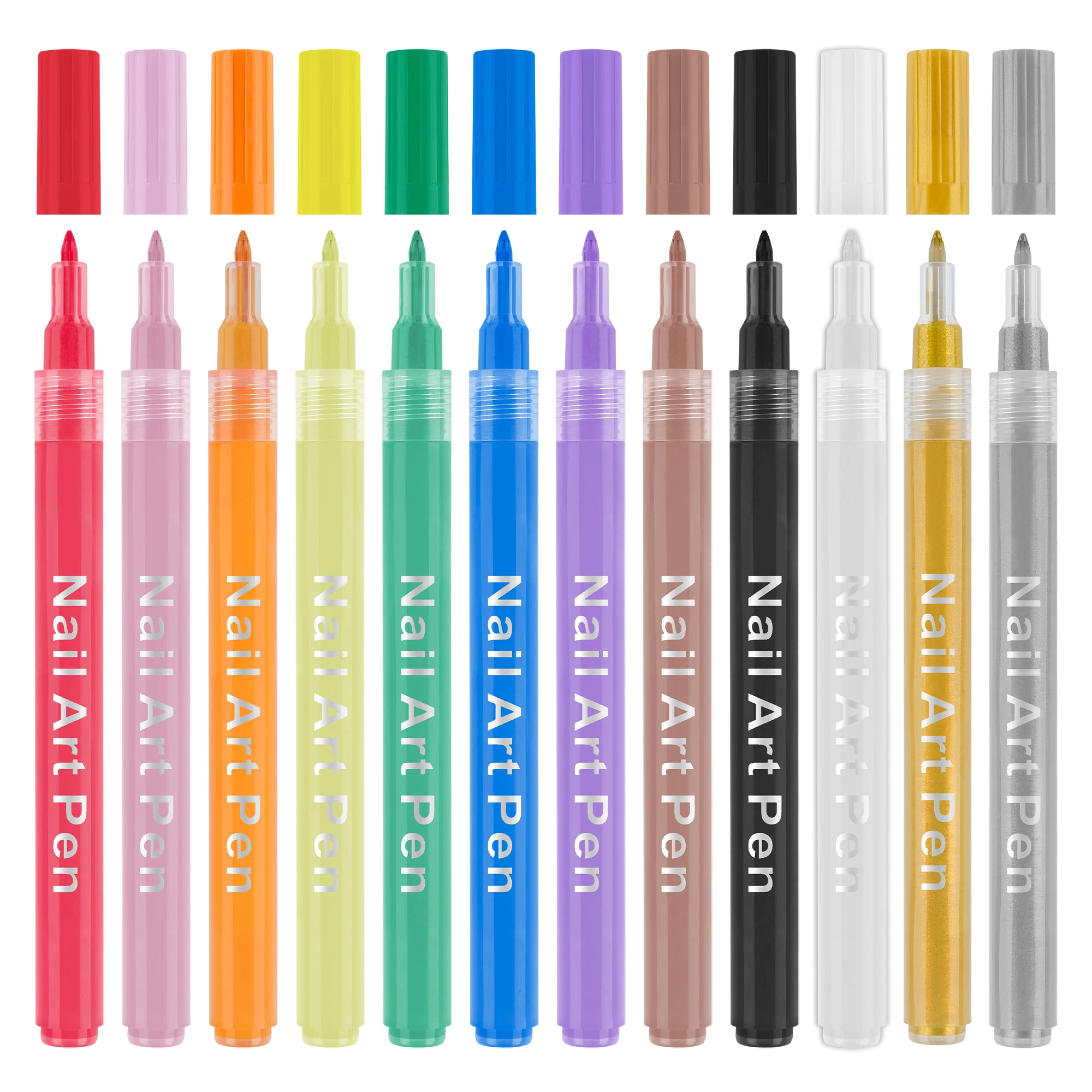 Набор из 12 водонепроницаемых ручек для дизайна ногтей