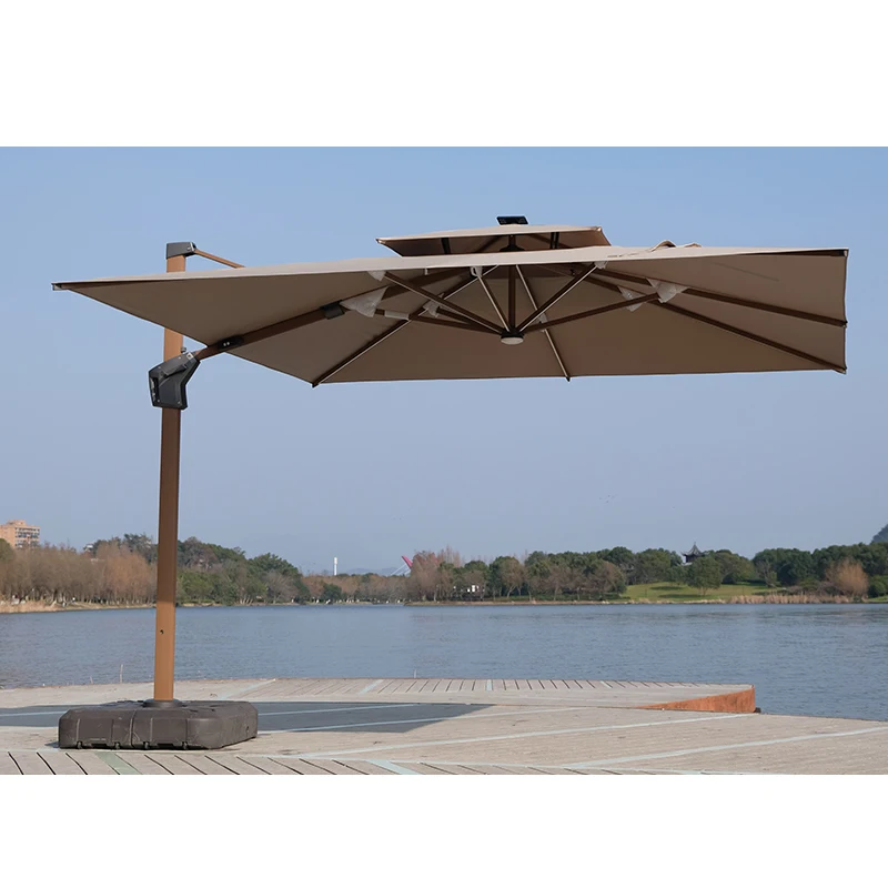Устойчивый к ветру пляжный зонт Cantilever, сверхпрочный открытый зонт и подставка