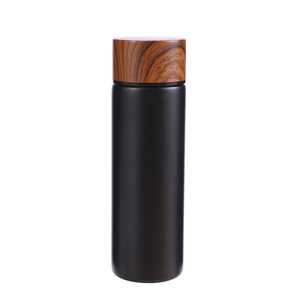 Drink Bottle Custom 150ML 500ML Sports Motivation Stainless Steel Water Bottle With Wooden Lids and Straw for Kids School